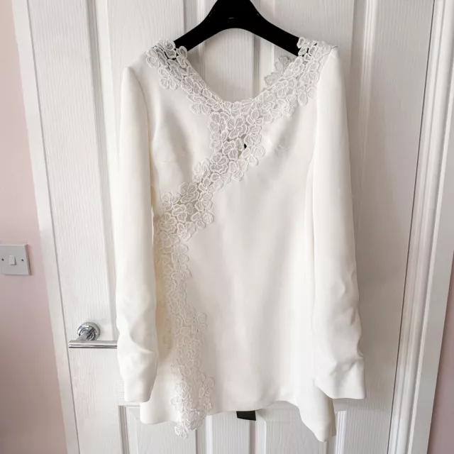 DAVID KOMA White Floral Lace Macrame Long Sleeve Mini Dress BNWT UK 10 SMALL 3