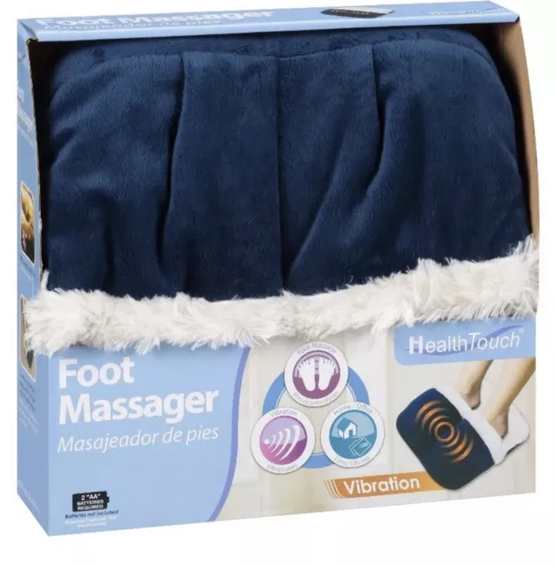 Masajeador de pies Health Touch azul vibratorio revestimiento de piel sintética, NUEVO