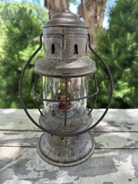 ANTQ National Marine Lamp Co Deck Lantern Maritime Lamp Perko Style Tree Cut Out