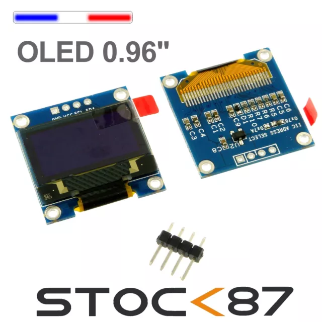 écran OLED 0,96" 128x64  arduino  bleu ou blanc 4 pins I2C IIC - LCD