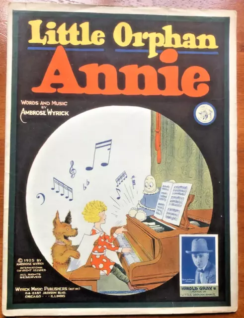 1925 Rare COMIC STRIP BASED sheet music LITTLE ORPHAN ANNIE w/photo HAROLD GRAY