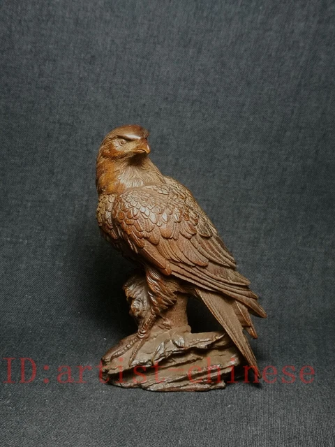 Japanese boxwood hand carved vivid eagle Figure Statue Netsuke Collectable Gift 2