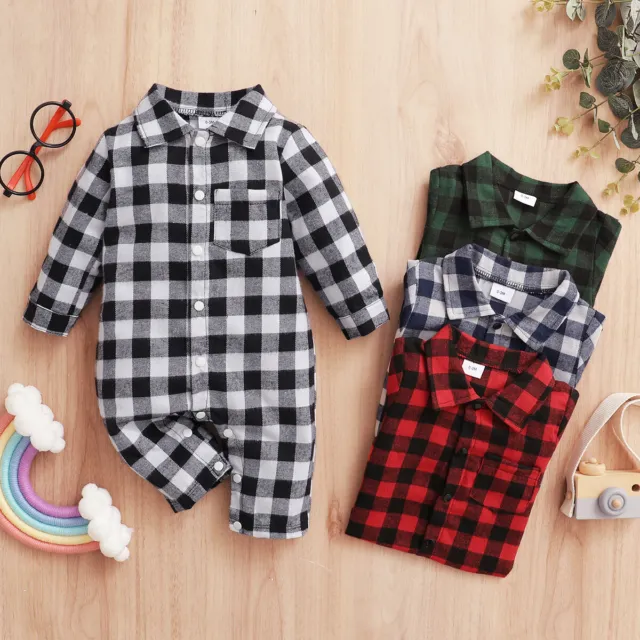 Camicia neonato bambino neonato maniche lunghe tuta a quadretti body neonato vestiti