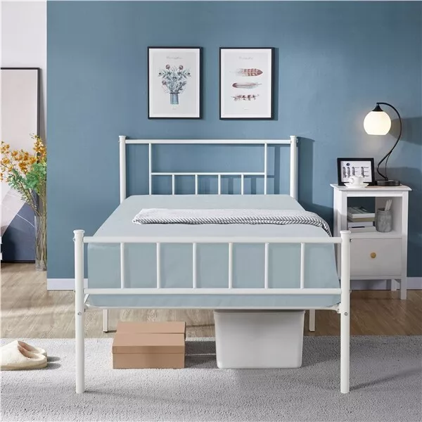 Twin Size Platform Metal Bed Frame Mattress Foundation w/ Headboard