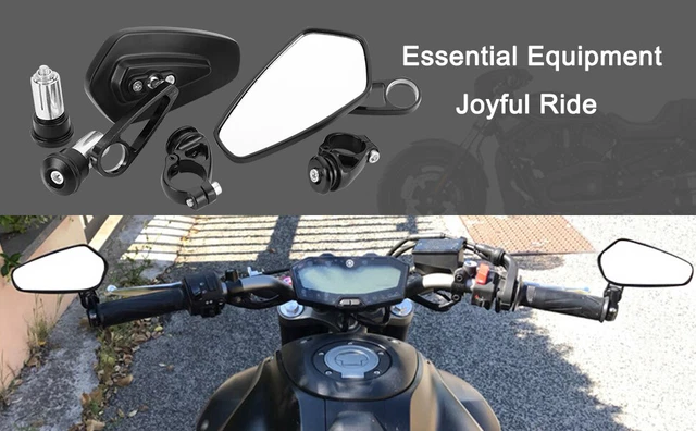 Universal 7/8" Handle Bar End Rearview Side Mirrors For Motorcycle Honda Suzuki
