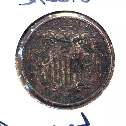 1868 Shield Nickel- Almost Uncirculated Details Condition "DAMAGED"