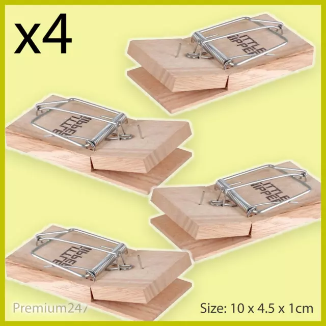 4 X GENUINE LITTLE NIPPER WOODEN MOUSE TRAPS PEST STOP MOUSE TRAP Easy to use