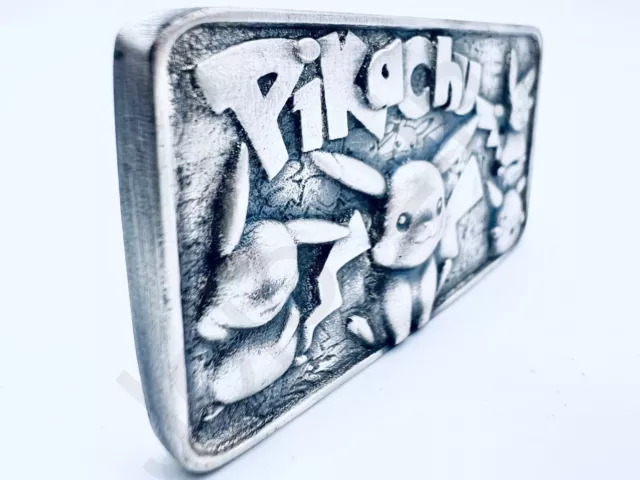 ~3.1 oz Hand Poured Silver Bar Pokémon "Pikachu" .999 Fine Sand Cast Bullion Art