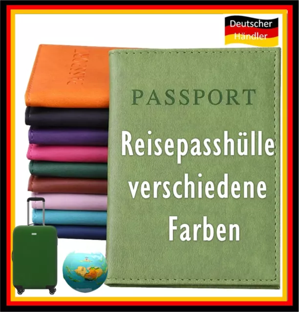 Reisepass Hülle Passport Etui Reise Brieftasche PU Pass Mappe Ausweis