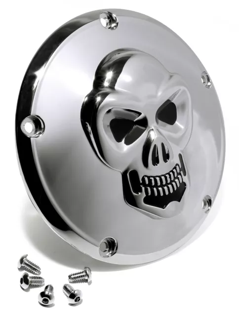 3D Skull Derbycover Kupplungsdeckel für Harley ab 99- Clutch Totenkopf Chrom Big