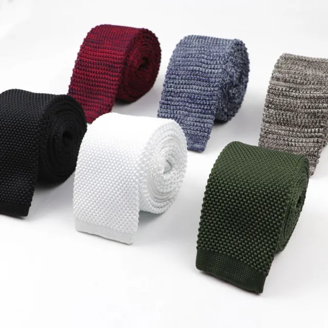 Tie Knit Knitted Ties Necktie Solid Color Narrow Slim Skinny Woven Neckties