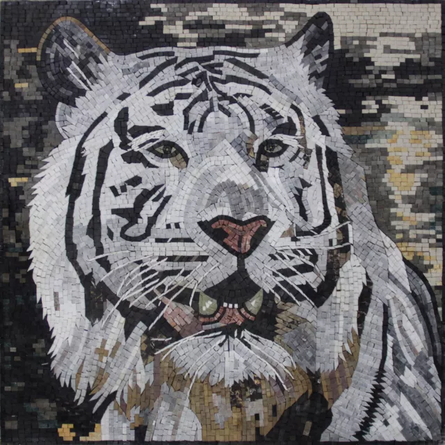 Wild White Tiger Animal Home Art Decor Marble Mosaic