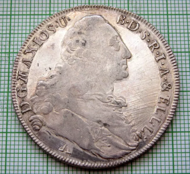 GERMAN STATES - BAVARIA Maximilian III Joseph 1777 1 THALER, SILVER