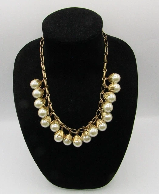 J. Crew Heavy Hanging White Glass Faux Pearl Matte Gold Tone Necklace J. Crew Heavy Hanging White Glass Faux Pearl Matte Gold Tone Necklace