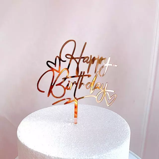 Happy Birthday Acrylic Cake Topper Hearts Party Decor Cake Decoration