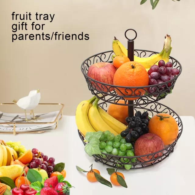 2-Tier Fruit Basket Holder Rack Tray Vegetable Bowl Storage Stand Dining Table