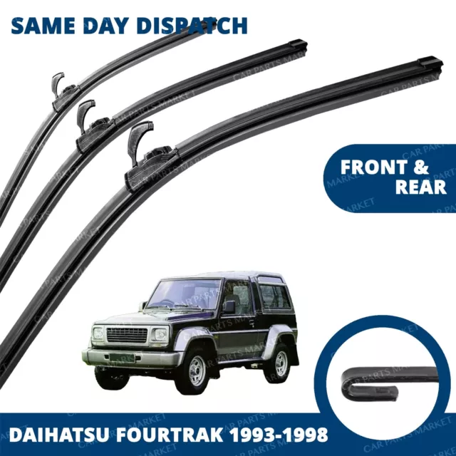 Front/Rear Windscreen 15" 15" 15" Aero Wiper Blades for Daihatsu Fourtrak 93-98