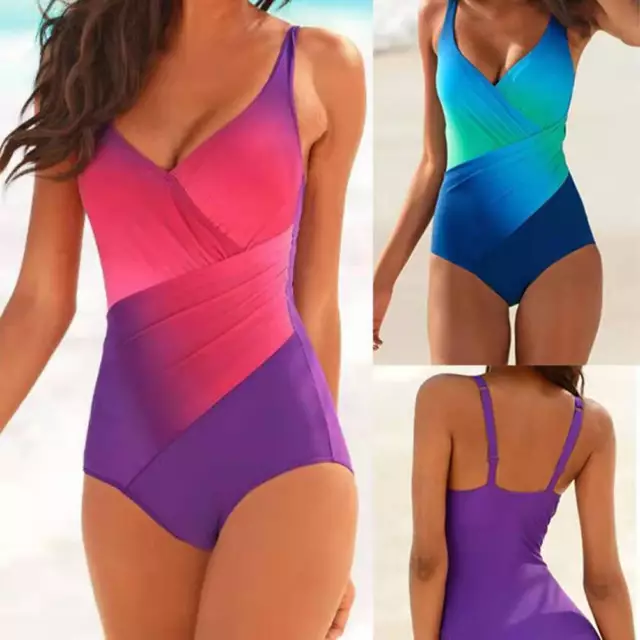 Women Ladies Padded Monokini Tummy Control Costume Swimming Swimwear Swimsuit