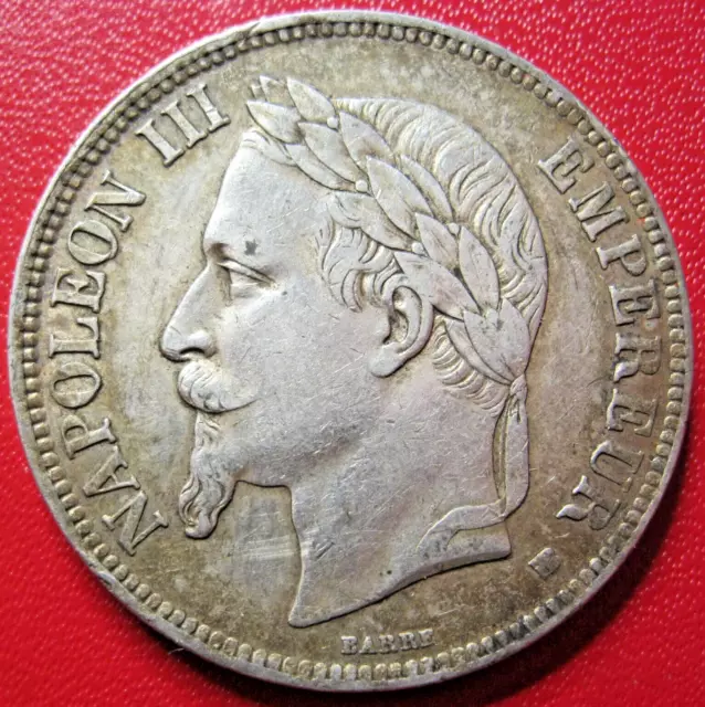 France. Ecu de 5 Francs argent, Napoléon III 1868 BB Strasbourg. TTB+