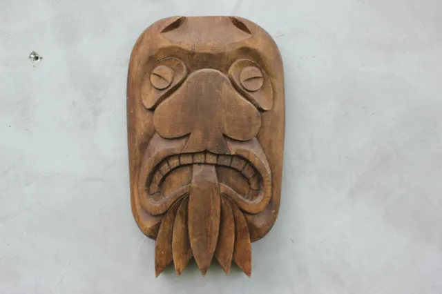 Vintage Tribal African Mask wall wood sculpture, hand carved wall decor, wooden