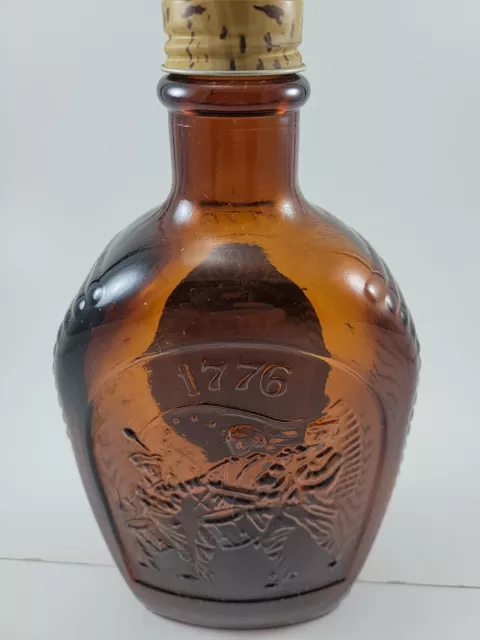 Log Cabin Syrup Bicentennial Flask Patriots - Brown Glass Bottle with Cap