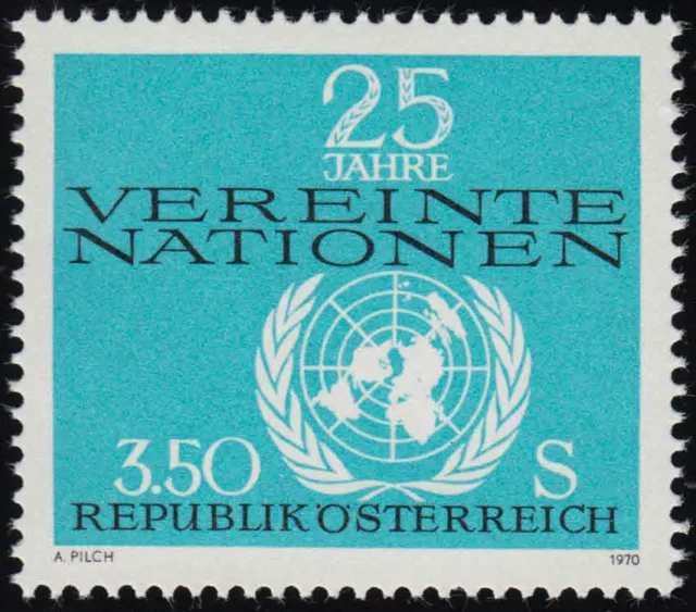 1347 25 Jahre Vereinte Nationen (UNO), UNO Emblem, 3.50 S, postfrisch **