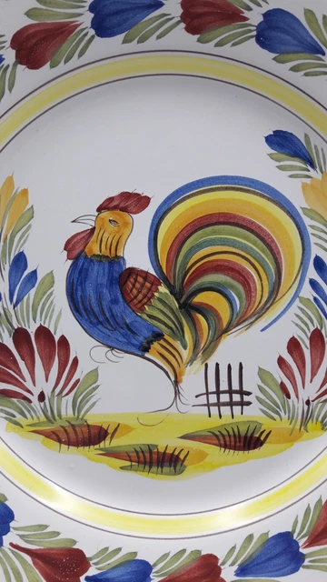 Assiette Ceramique Decor Au Coq Bleu Hb Henriot Quimper Collection 2