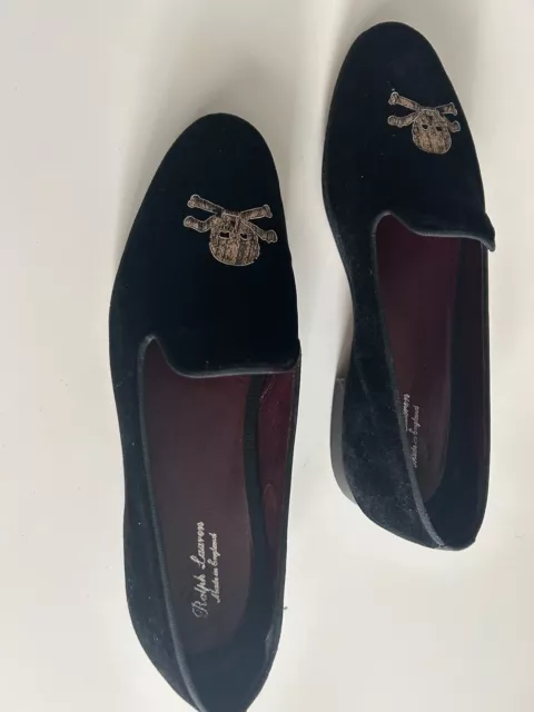 ralph lauren purple label skull & bones velvet slippers 3