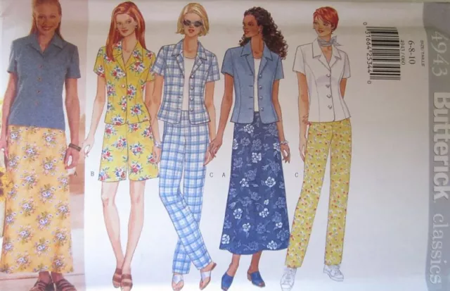 4943 UNCUT Vintage Butterick SEWING Pattern Misses Top Skirt Shorts Pants FF OOP
