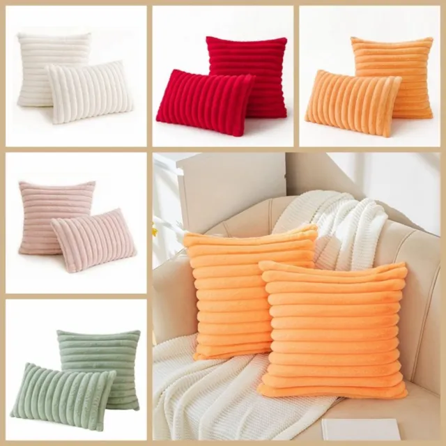 Soft Cushion Cover Solid Color Throw Pillow Cover Plush Pillow Case  Winter