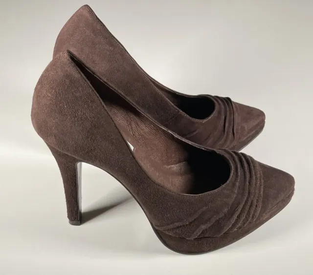 Steve Madden Womens 7.5 Brown Leather 5” Heel Pump Shoe Stiletto Scandles