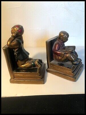 Vintage "Chinese Students" Bookends by Armor Bronze