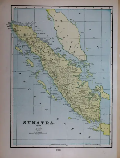 Old (11x14) 1899 Cram's Map ~ SUMATRA ~ Free S&H   ~Inv#528