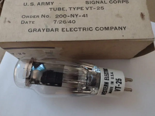 1 WESTERN ELECTRIC VT25 tube 1940  NOS   (not 300B, 2A3,PX4 ,AD1)