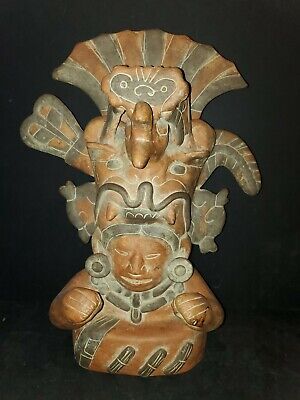 Terracotta Effigy Sacred God of Corn Zapoteca Civilization Mexico approx 17"H