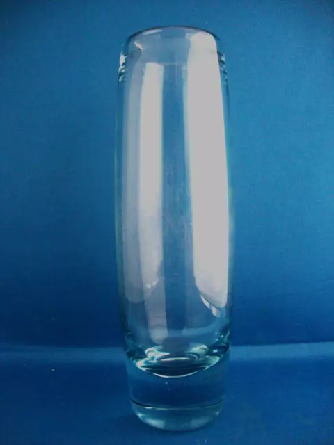 Vintage MCM c1961 Holmegaard Signed Per Lutkin Hellas Vase #18121 Aqua Blue