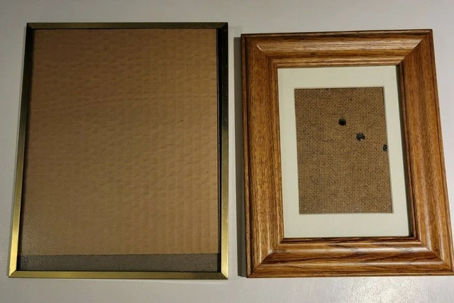 Lot of 2 Photo Picture Frames, One Metal 10" x 8" & One Wood 7.5" x 9.5"