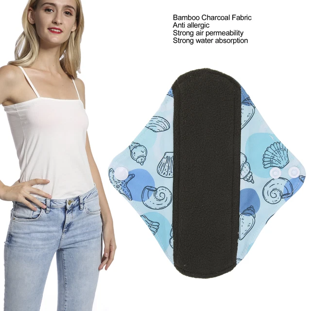 (G66) Pad Sanitario Bamboo Carbone Stampato Portatile Elegante Lavabile SLS
