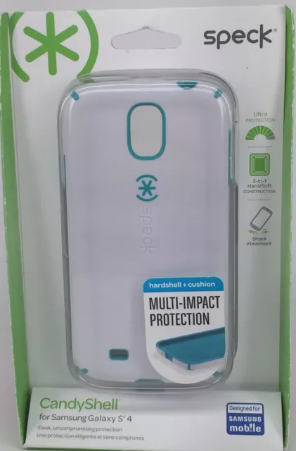 NEW Speck CandyShell Case for Samsung Galaxy S4 White / Caribbean Blue S 4 Cell