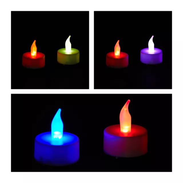 Pack de 24 velas led colores, A pilas, Velas sin llamas, Luz ambiente