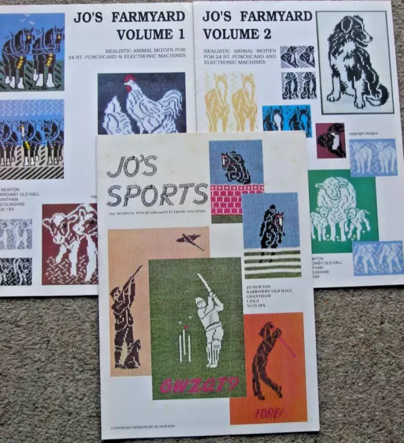 3 x Patrones de Motivos de Jo - Volúmenes 1 y 2 de Jo's Farmyard y Deportes de Jo - En muy buen estado