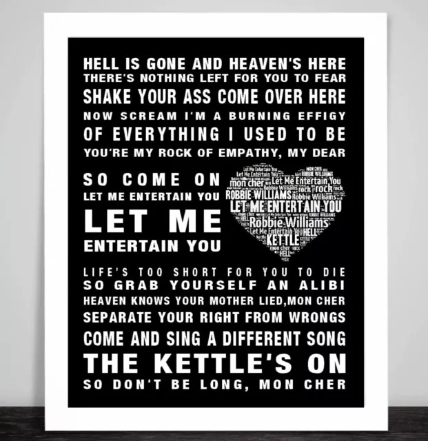 Robbie Williams Let Me Entertain You Print Poster. Music Love Song Take That