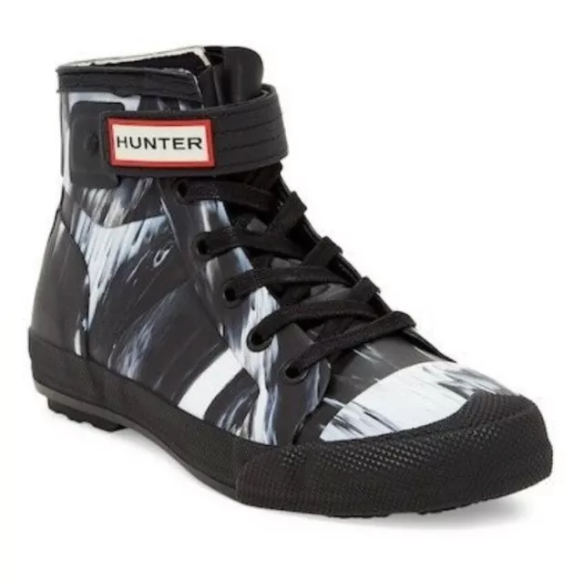 Hunter Nightfall Rubber Ankle Boots Marbled Grey Black White Size 6(UK) 8(US)