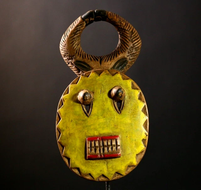Masque Africain Tribal Goli Coloré - Art Mural Collectible - Bois Sculpté Main - Burkina Faso
