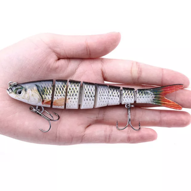 Fishing Lures 8-Segments Fish Bass Swimbait Minnow Tackle Hook Crank Lure Bait