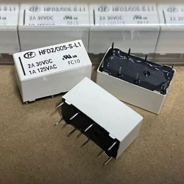 5Pcs HFD2-005-S-L1 5VDC Power Relay 8Pins 1A 125VAC