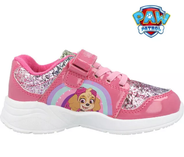 Scarpe Da Ginnastica Ufficiali Zaw Patrol Glitter Rosa Skye Taglia Uk 6-12