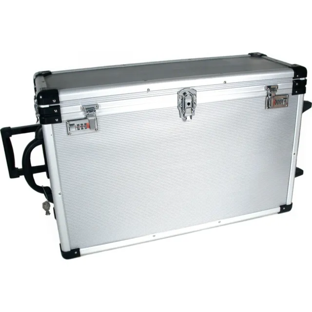 24 Trays Large Aluminum Rolling Jewelry Carrying Case