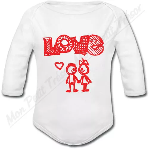 Body Bébé Love -cadeau de naissance amour garçon fille manches longues / courtes