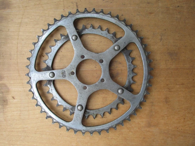 Pédalier double plateaux 52/45 dents - Acier chromé, vélo ancien vintage clavettes - Sport & Plein air